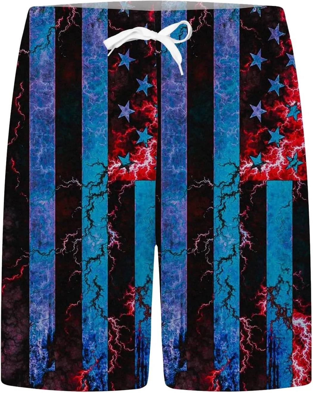 aihihe USA Flag Print Board Shorts for Men 4th of July Summer Beach Shorts Drawstring Loose Fit Lightweight Vacation Shorts