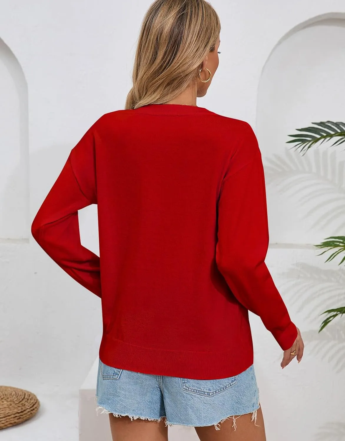 Alsol Lamesa Womens American Flag Sweater Soft Lightweight Long Sleeve Crew Neck Pullover Sweaters
