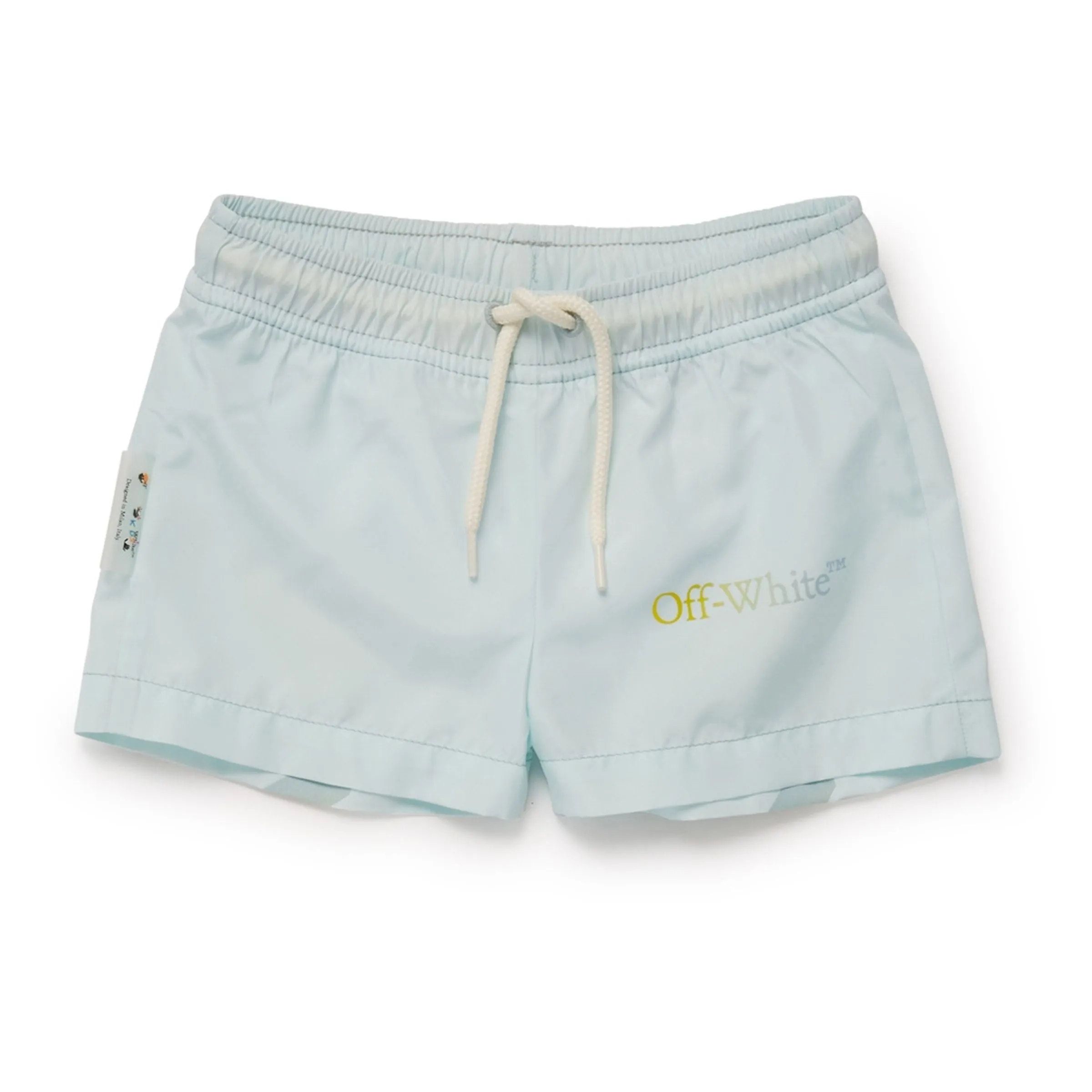 Blue Diagonal Stripe-Print Swim Shorts