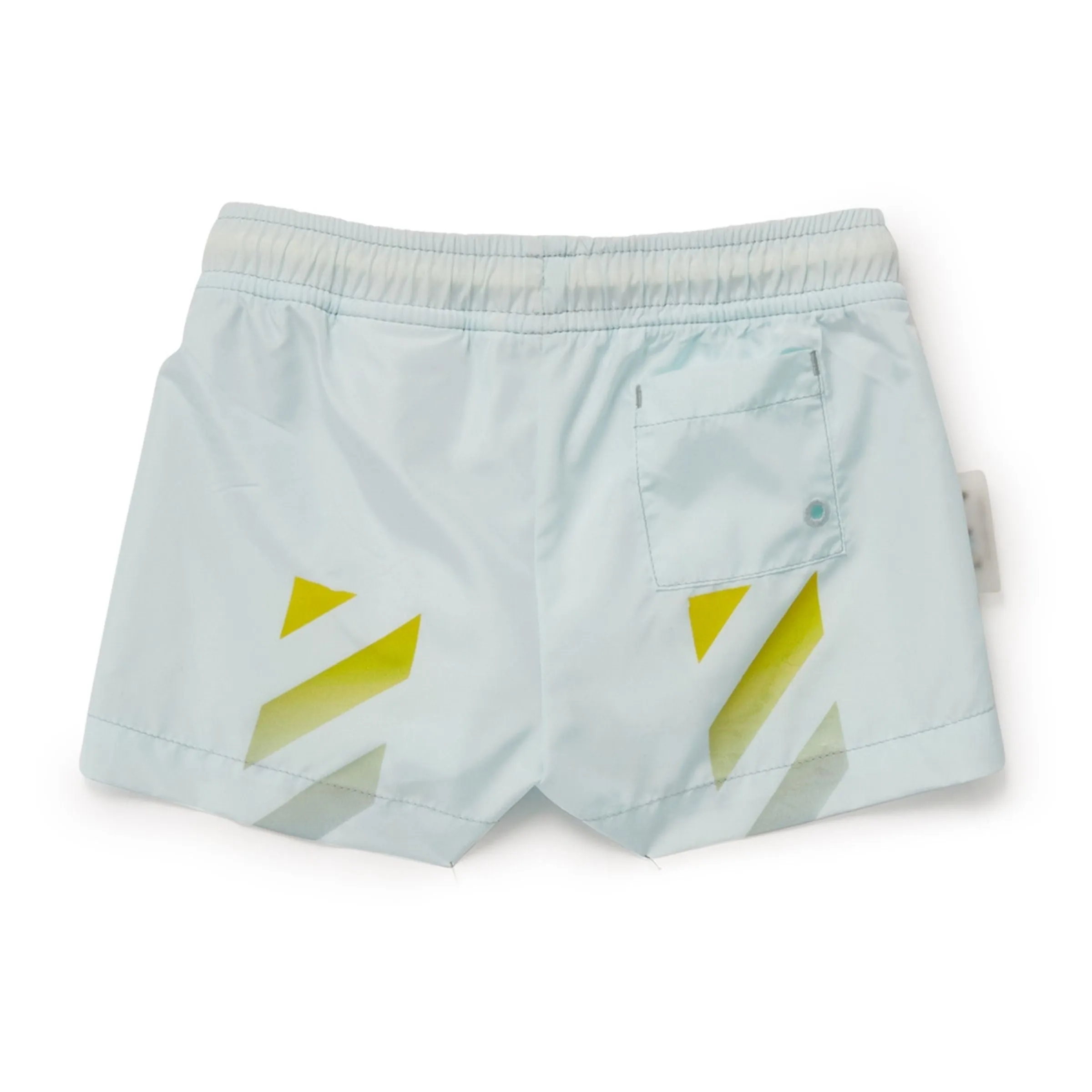 Blue Diagonal Stripe-Print Swim Shorts