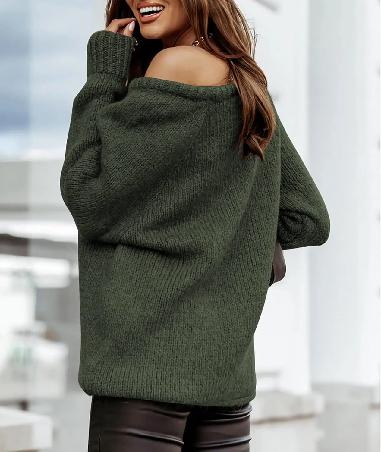 BTFBM Women Casual Long Sleeve Fall Sweaters Crew Neck Solid Color Soft Ribbed Knitted Oversized Pullover Loose Fit Jumper