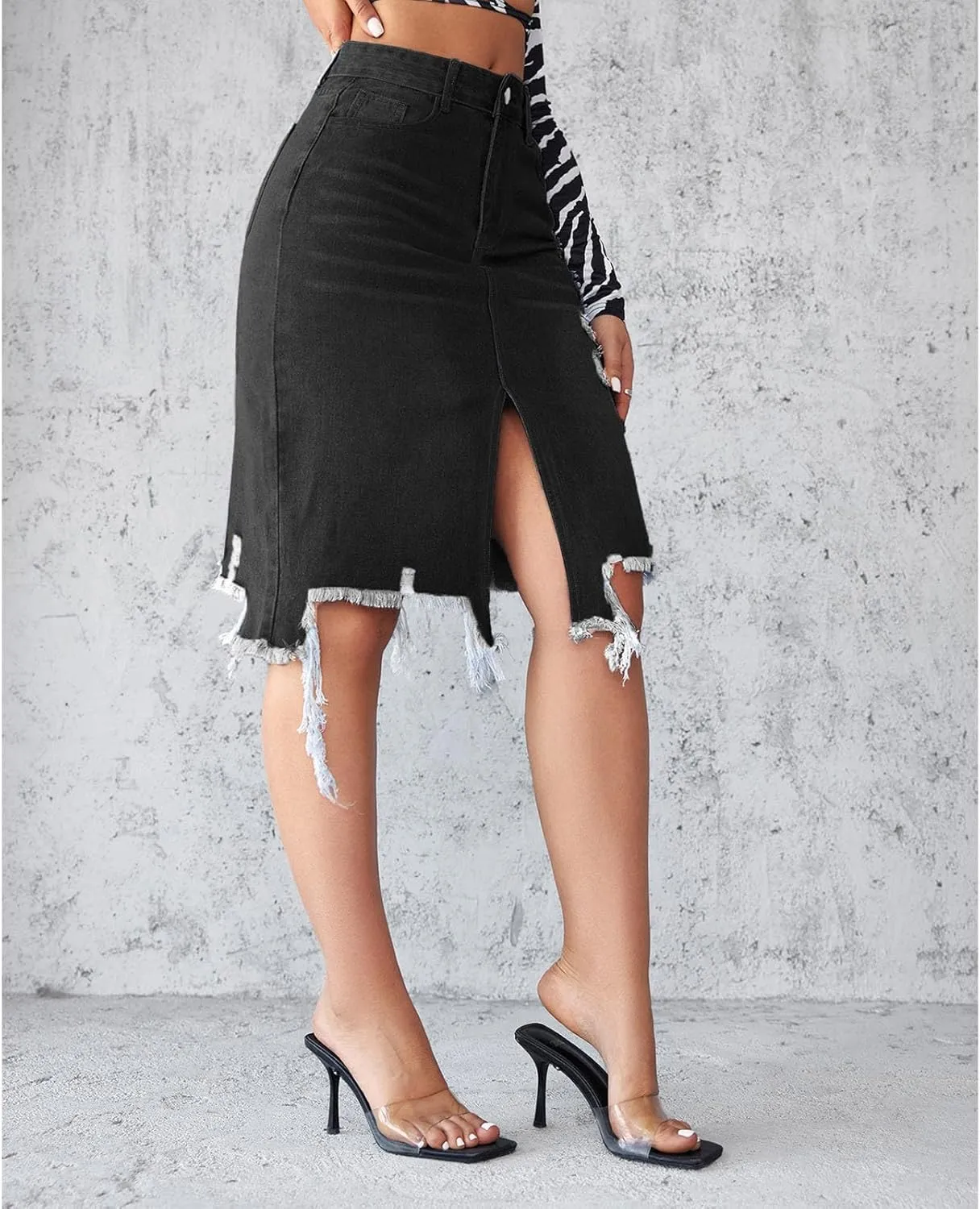 Cowgirl Pencil Skort for Women Linen Denim Midi Knee Length Skorts Women 2025 Fashion