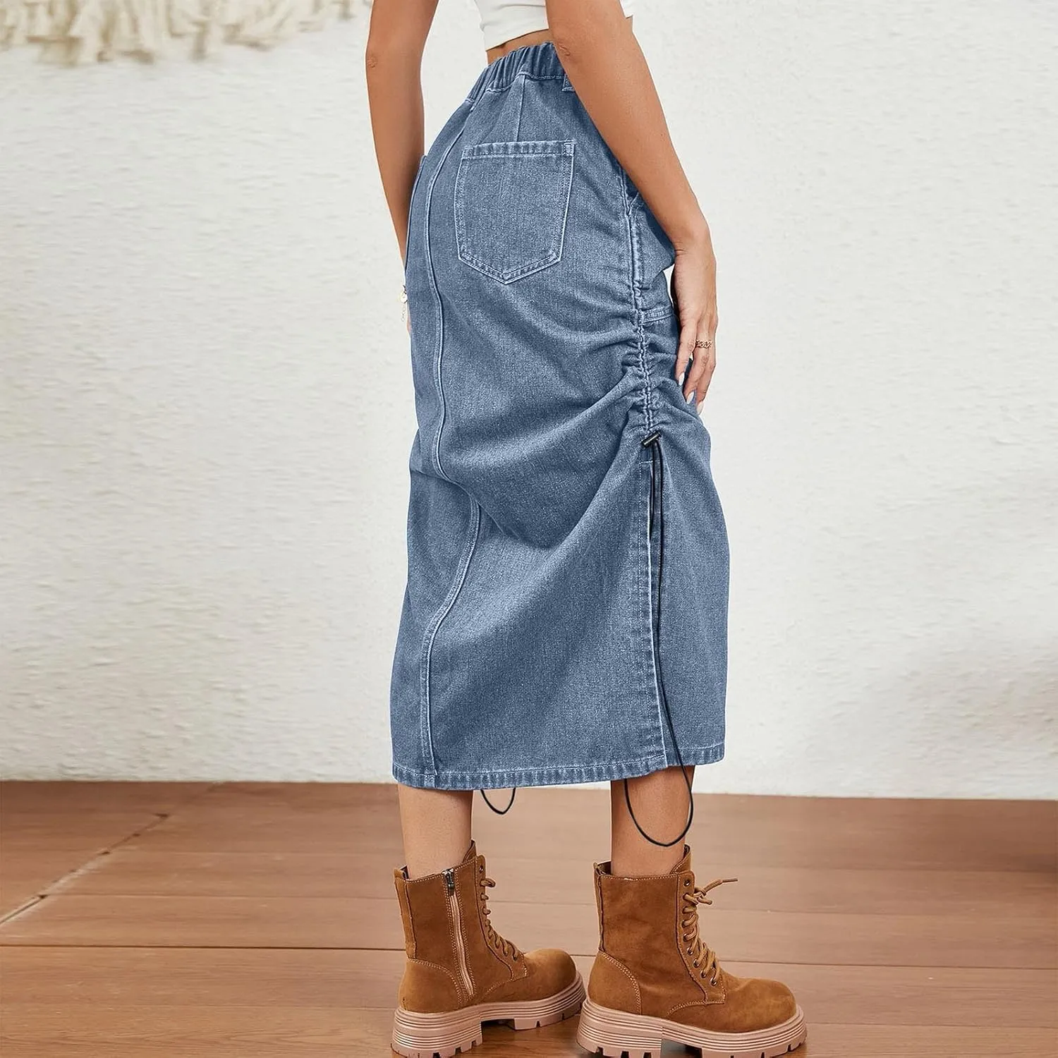 Cowgirl Slit Basic for Women Denim Maxi Long Skorts Women 2025 Y2K