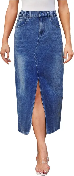 Cowgirl Slit Basic for Women Denim Maxi Long Skorts Women 2025 Y2K