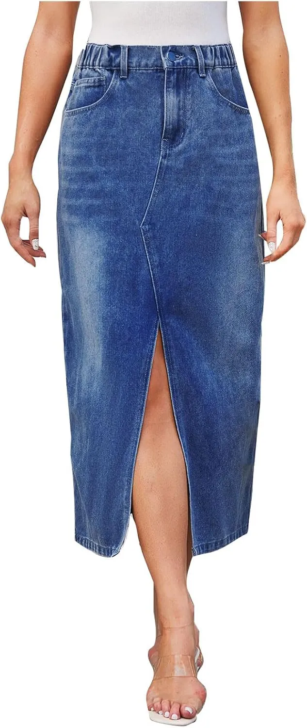 Cowgirl Slit Basic for Women Denim Maxi Long Skorts Women 2025 Y2K