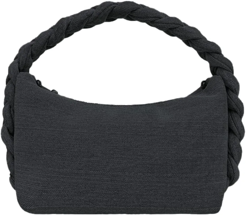 Denim Purses Women Jean Clutch Handbags Chain Satchel Tote Knot Woven Top Handle Trendy Shoulder Crossbody Sling Bag