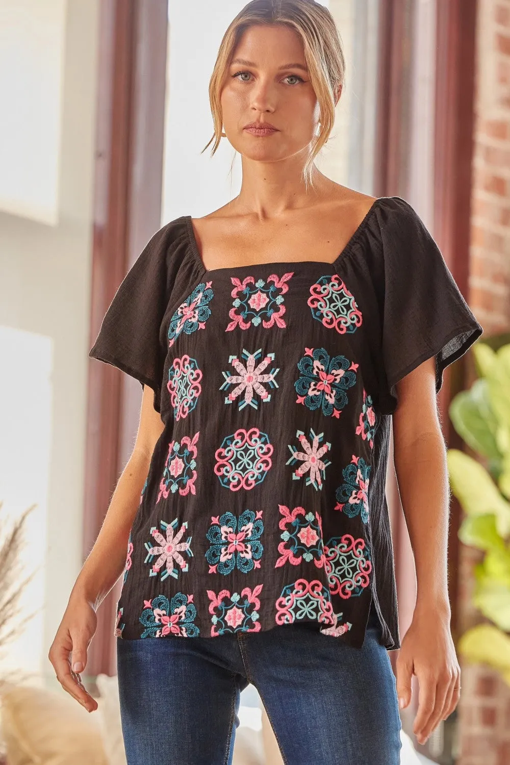 Embroidered Tile Design Top