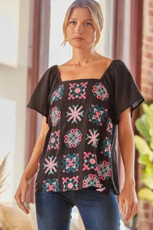 Embroidered Tile Design Top