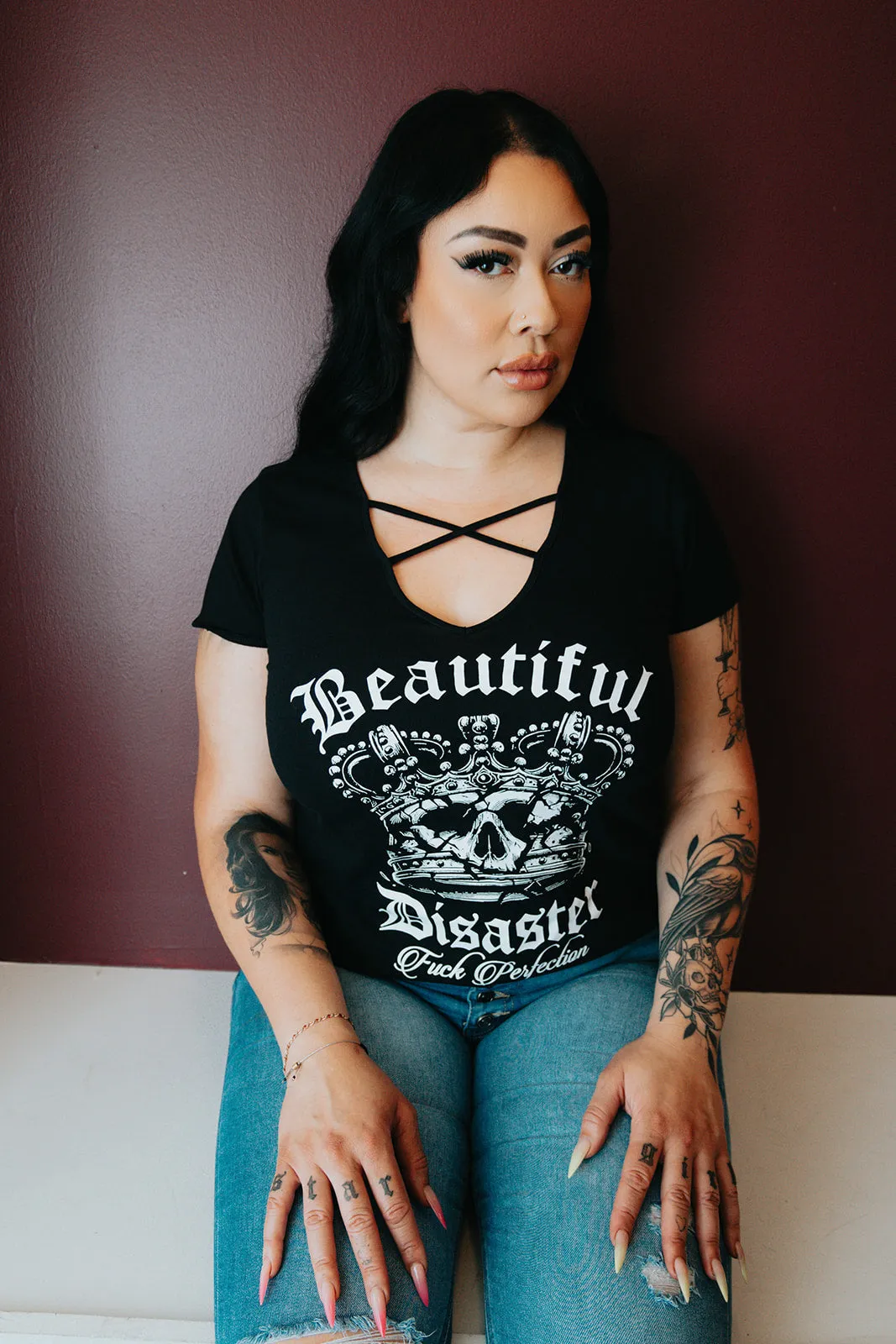 F*ck Perfection V-Neck Strap Tee