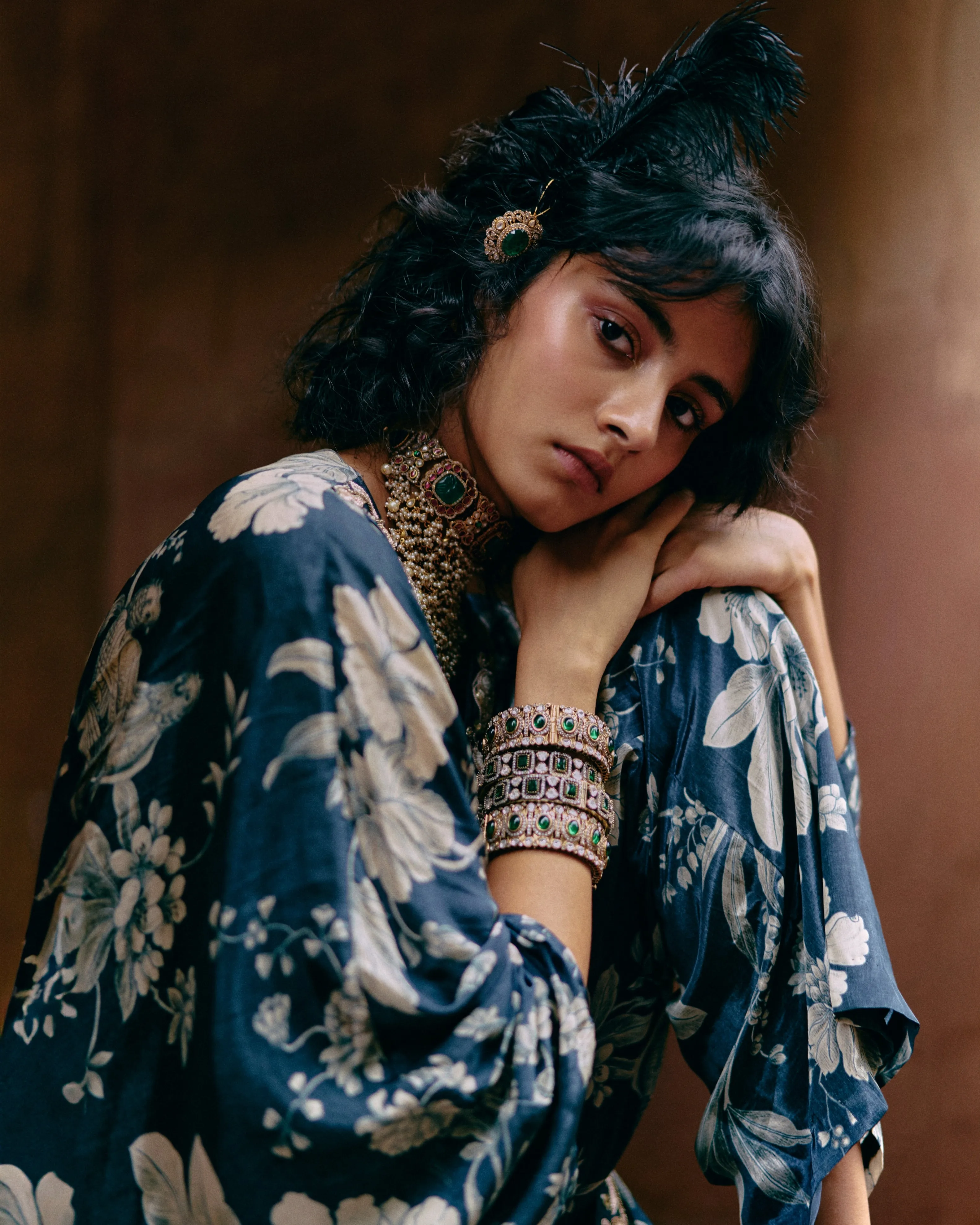 Floral Jaal Print Kaftan Set