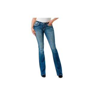 Grace In La Women's Steer Head Mid Rise Bootcut Jeans