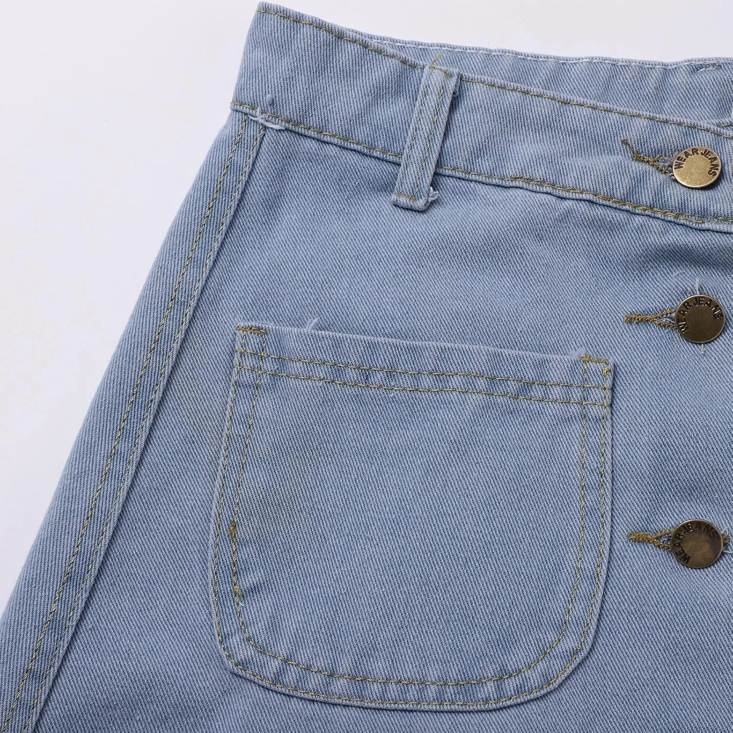 Jean Skirts for Women Denim High Waisted Trendy Stretchy Button Front Short Pencil Skirt with Patch Pockets