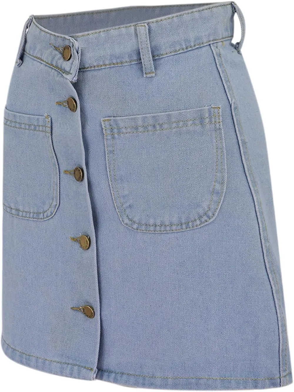 Jean Skirts for Women Denim High Waisted Trendy Stretchy Button Front Short Pencil Skirt with Patch Pockets