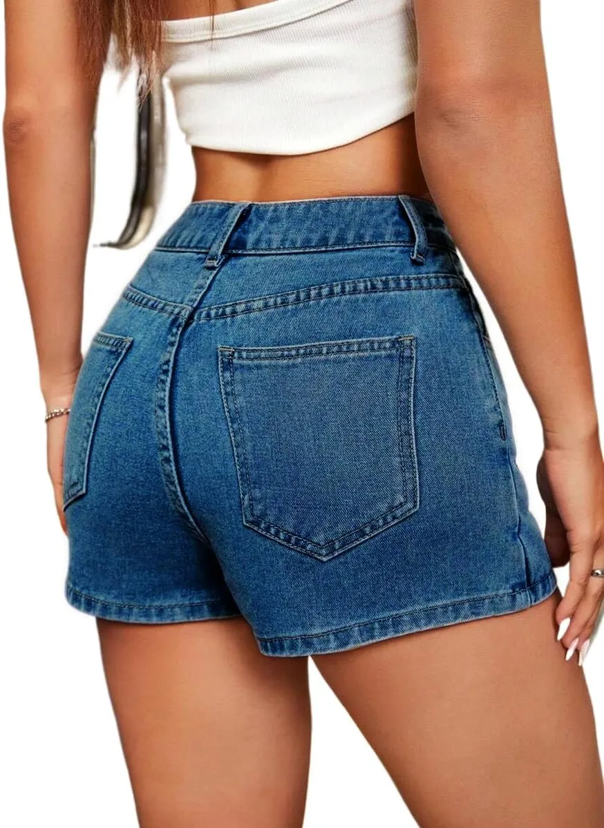 Jean Skorts for Woman Trendy High Waisted Stretchy Y2k Mini Skirt Denim Shorts Skort