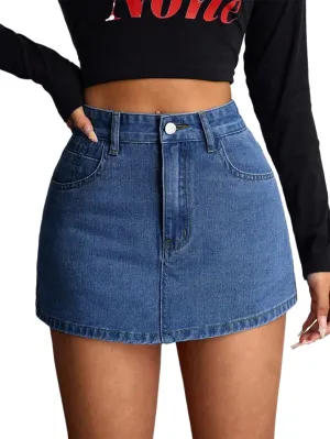 Jean Skorts for Woman Trendy High Waisted Stretchy Y2k Mini Skirt Denim Shorts Skort