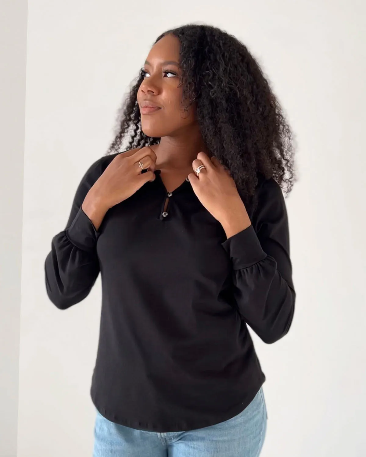 JESSIE henley top in Black