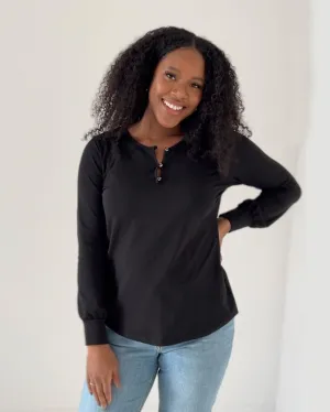 JESSIE henley top in Black