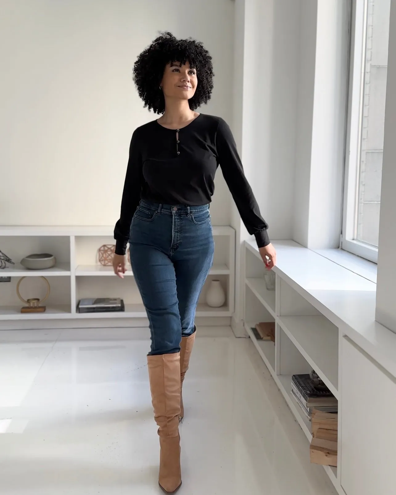 JESSIE henley top in Black