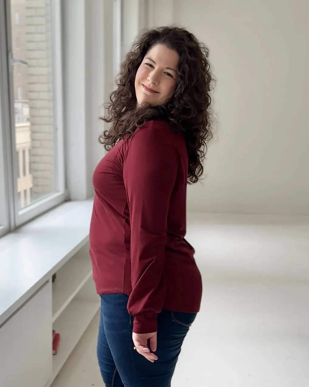 JESSIE henley top in Mahogany