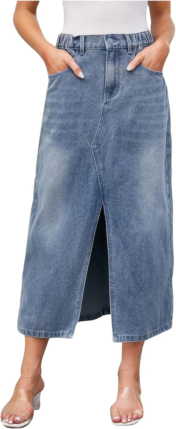 Juniors Skirt for Women Denim Maxi Long Western Slit Plain Skorts 2025