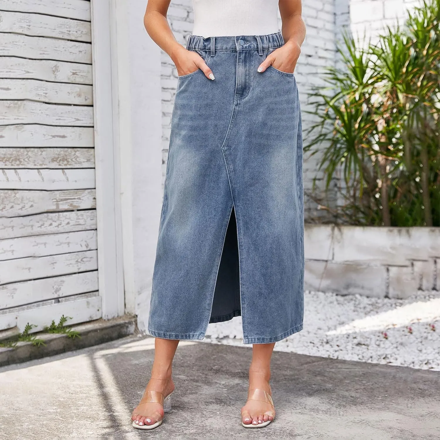 Juniors Skirt for Women Denim Maxi Long Western Slit Plain Skorts 2025