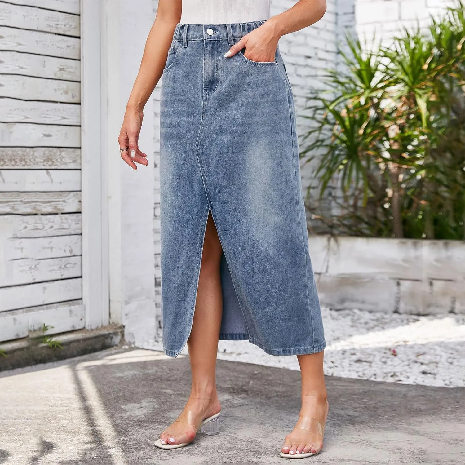 Juniors Skirt for Women Denim Maxi Long Western Slit Plain Skorts 2025