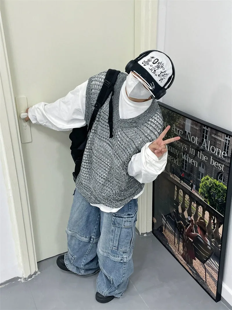 Jusho Retro Gradient  V-neck Knit Vest