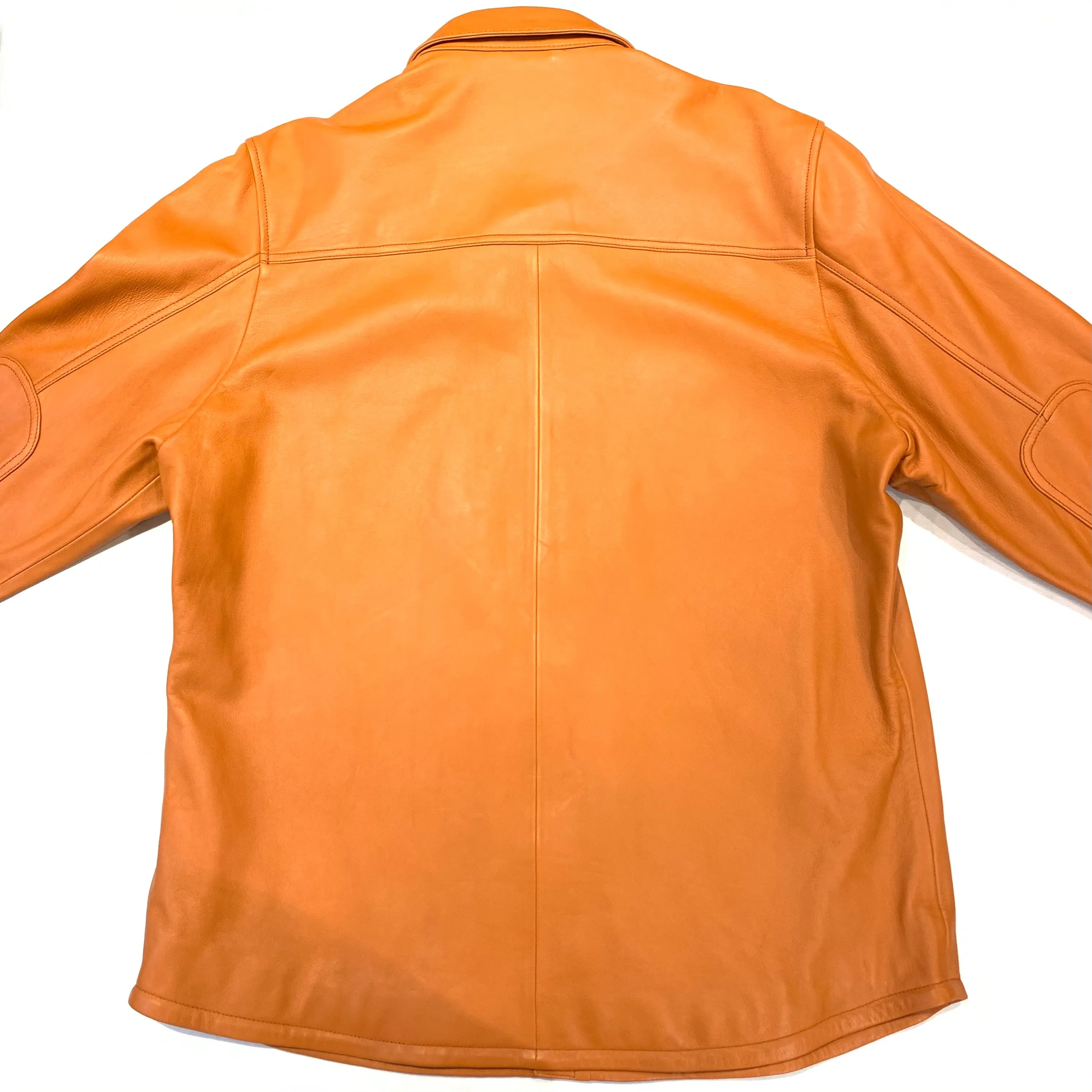 Kashani Men's Tangerine Lambskin Button-Up Shirt