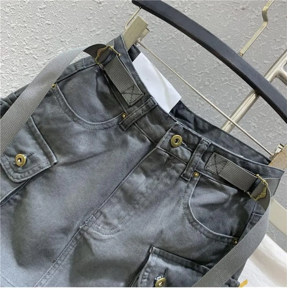Kinghua Womens Mini Cargo Skirt Low Waist Y2k Short Denim Jean Skirt
