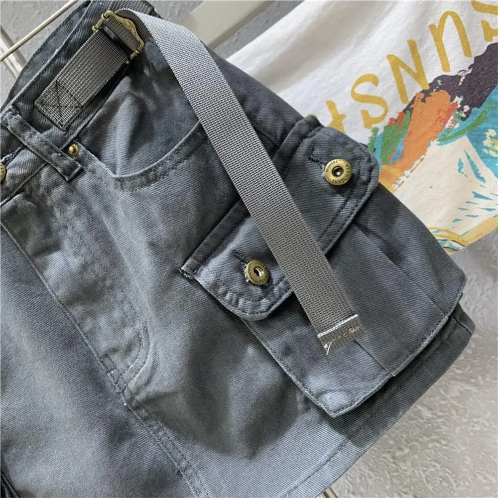 Kinghua Womens Mini Cargo Skirt Low Waist Y2k Short Denim Jean Skirt