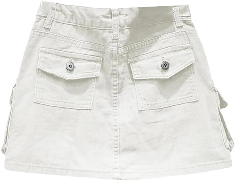 Kinghua Womens Mini Cargo Skirt Low Waist Y2k Short Denim Jean Skirt