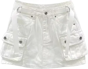 Kinghua Womens Mini Cargo Skirt Low Waist Y2k Short Denim Jean Skirt