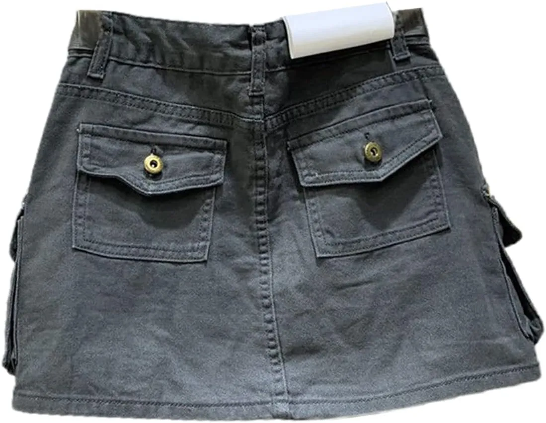 Kinghua Womens Mini Cargo Skirt Low Waist Y2k Short Denim Jean Skirt