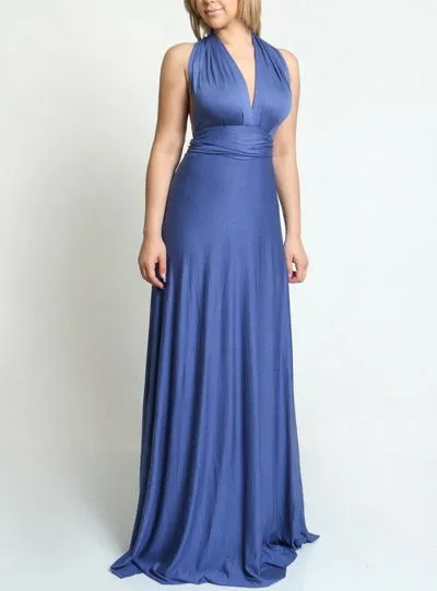 Light Navy Multi Style Convertible Maxi Dress