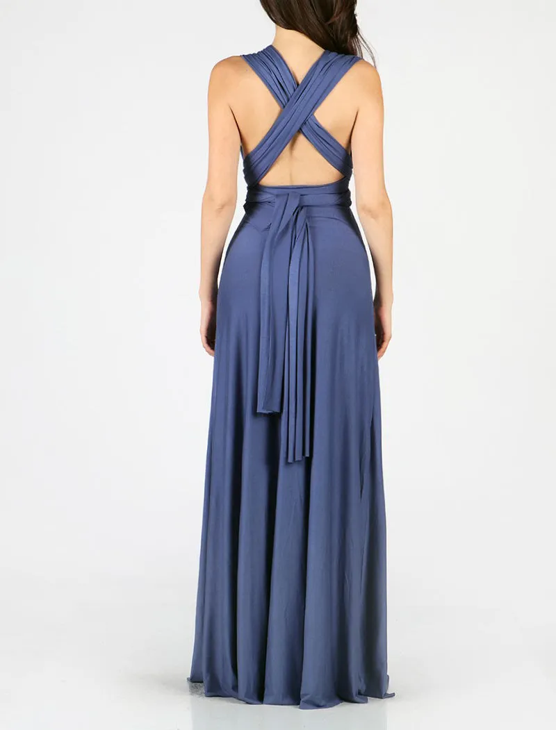 Light Navy Multi Style Convertible Maxi Dress