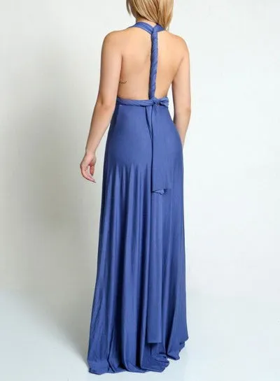 Light Navy Multi Style Convertible Maxi Dress