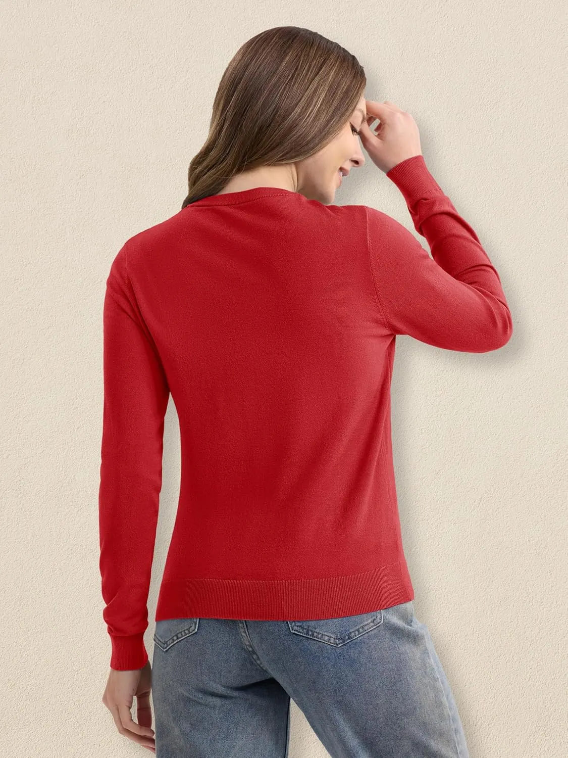 MAGCOMSEN Women's Cardigan Sweaters Lightweight Knit Soft Crew Neck Long Sleeve Open Front Button Spring Casual Cardigan