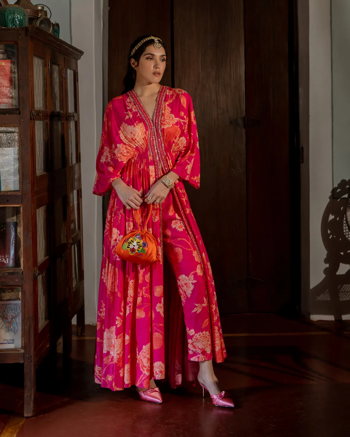 Maternity Flourishing Floral Jaal Kaftan Set