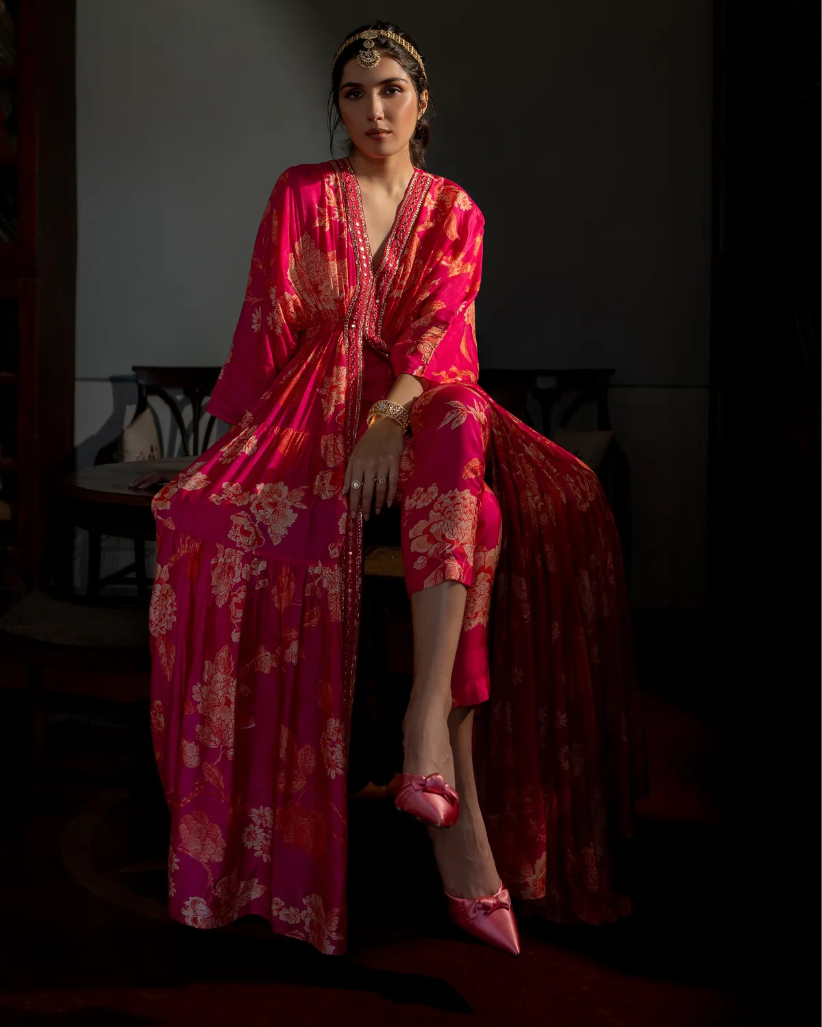 Maternity Flourishing Floral Jaal Kaftan Set