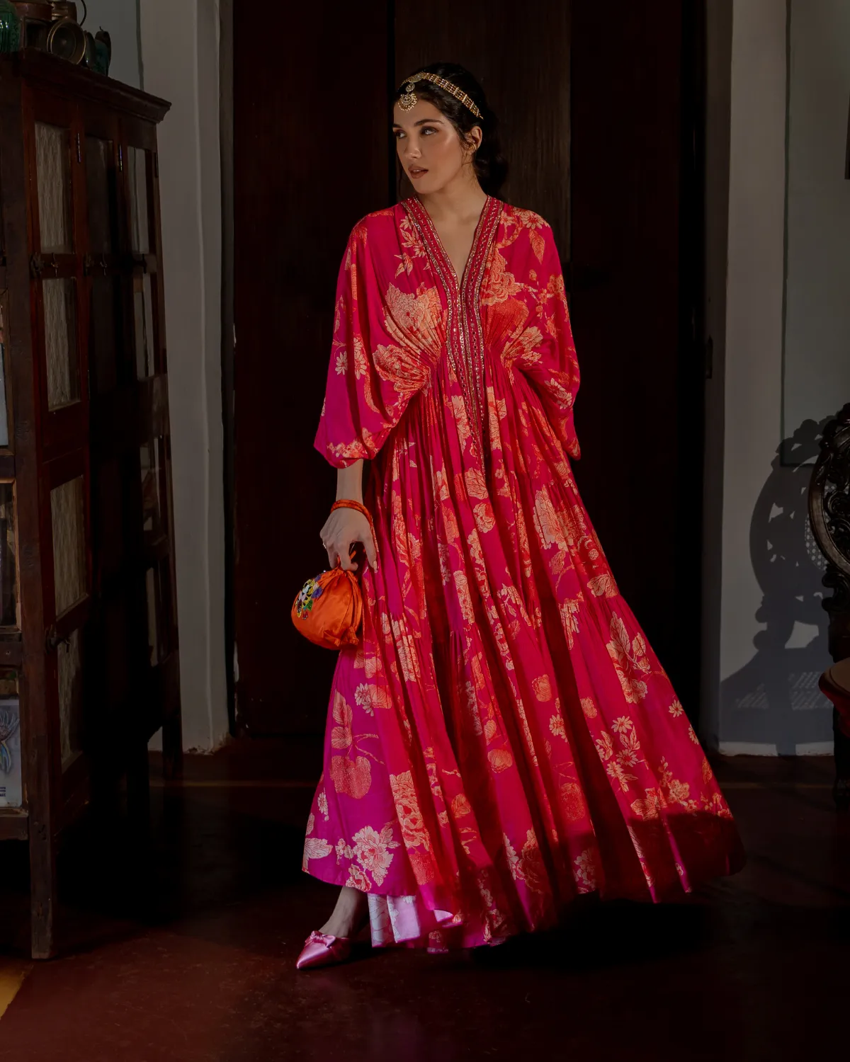 Maternity Flourishing Floral Jaal Kaftan Set