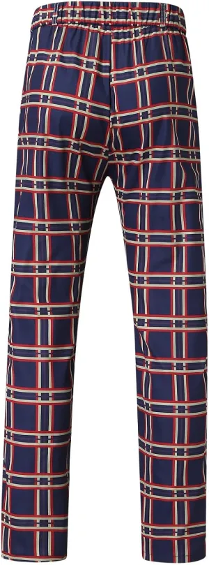 Mens Plaid Suit Pants Chino Flat-Front Stretch Formal Dress Pants 2024 Trendy Casual Business Office Work Commute Pants