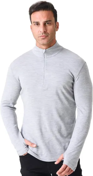 Merino Protect Merino Wool Base Layer Mens Soft Quarter Zip Pullover Sweaters Heavyweight Long Sleeve Shirt Hiking Hunting