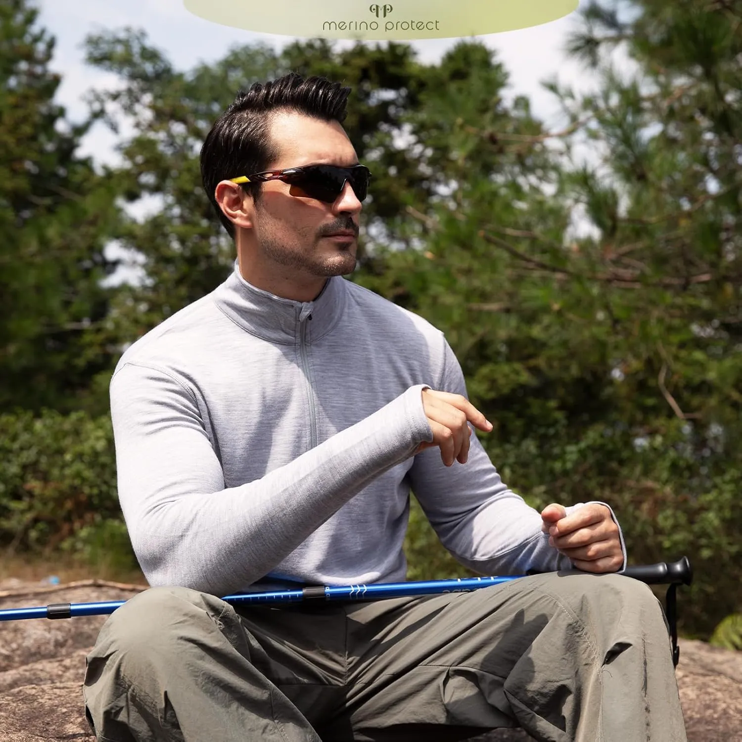 Merino Protect Merino Wool Base Layer Mens Soft Quarter Zip Pullover Sweaters Heavyweight Long Sleeve Shirt Hiking Hunting