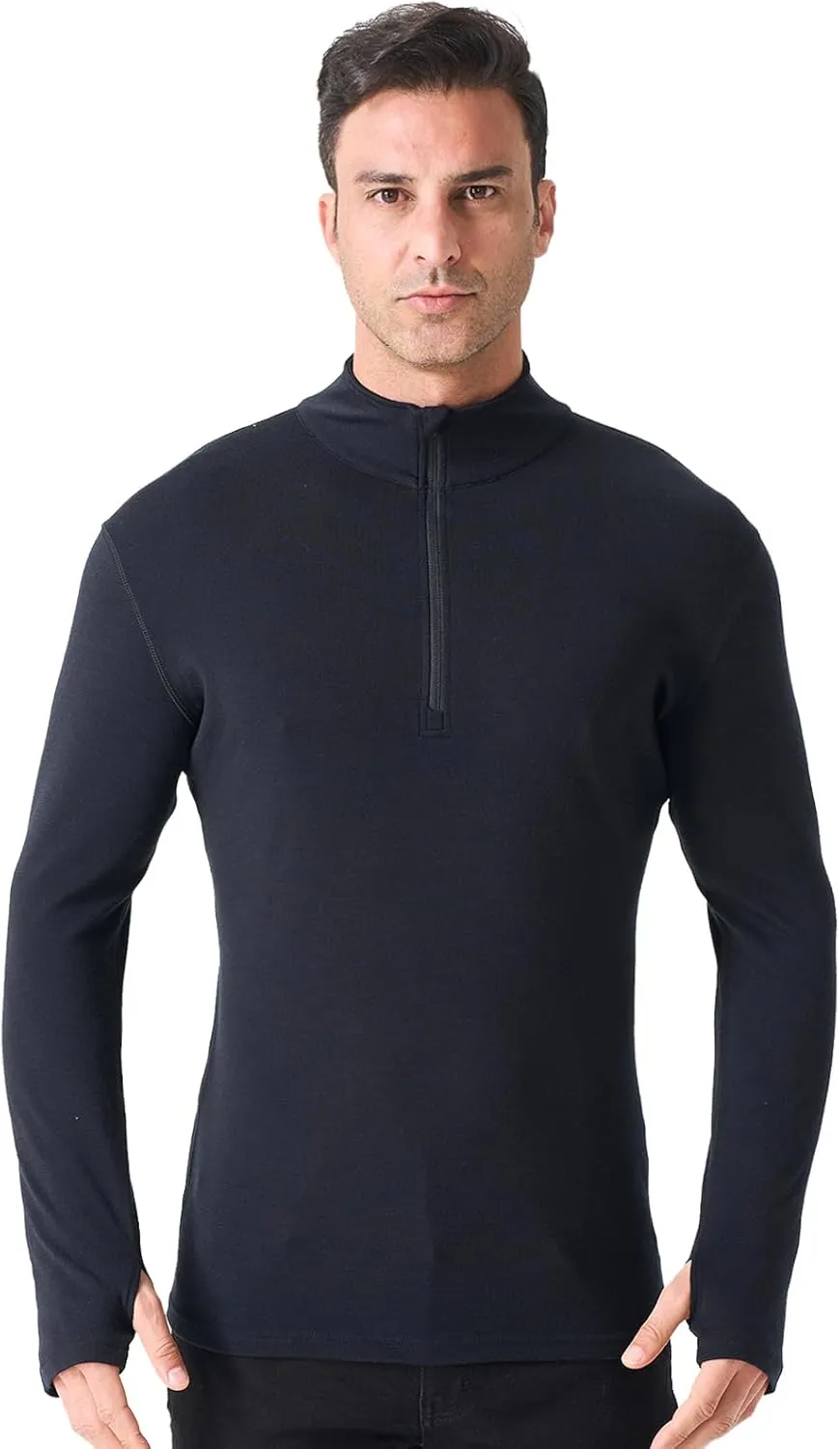Merino Protect Merino Wool Base Layer Mens Soft Quarter Zip Pullover Sweaters Heavyweight Long Sleeve Shirt Hiking Hunting