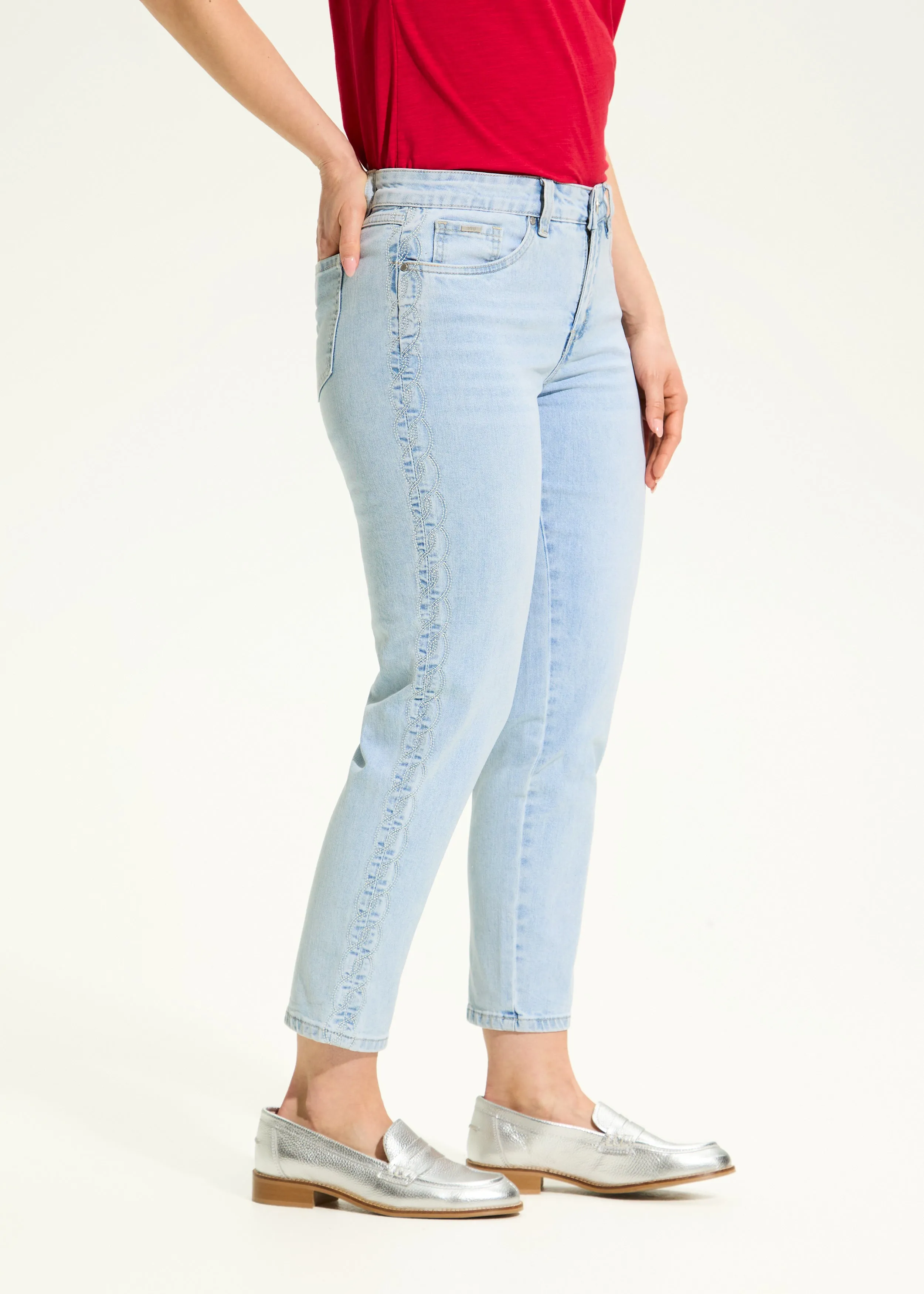 Olivia Pencil Crop Denim, Pale Wash