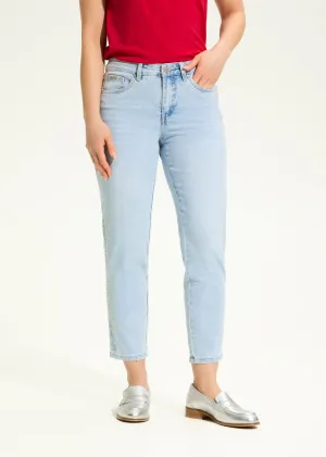 Olivia Pencil Crop Denim, Pale Wash