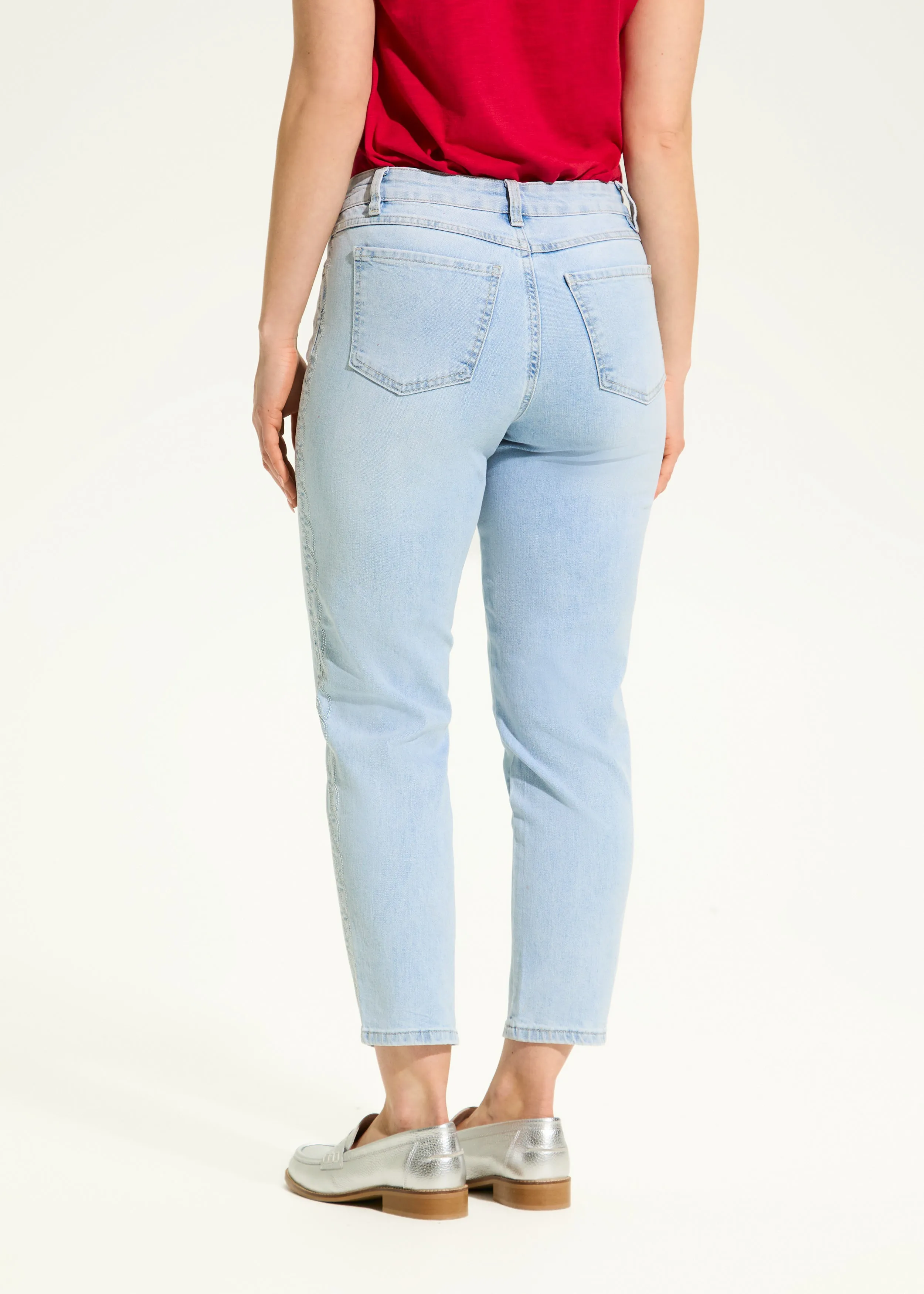 Olivia Pencil Crop Denim, Pale Wash