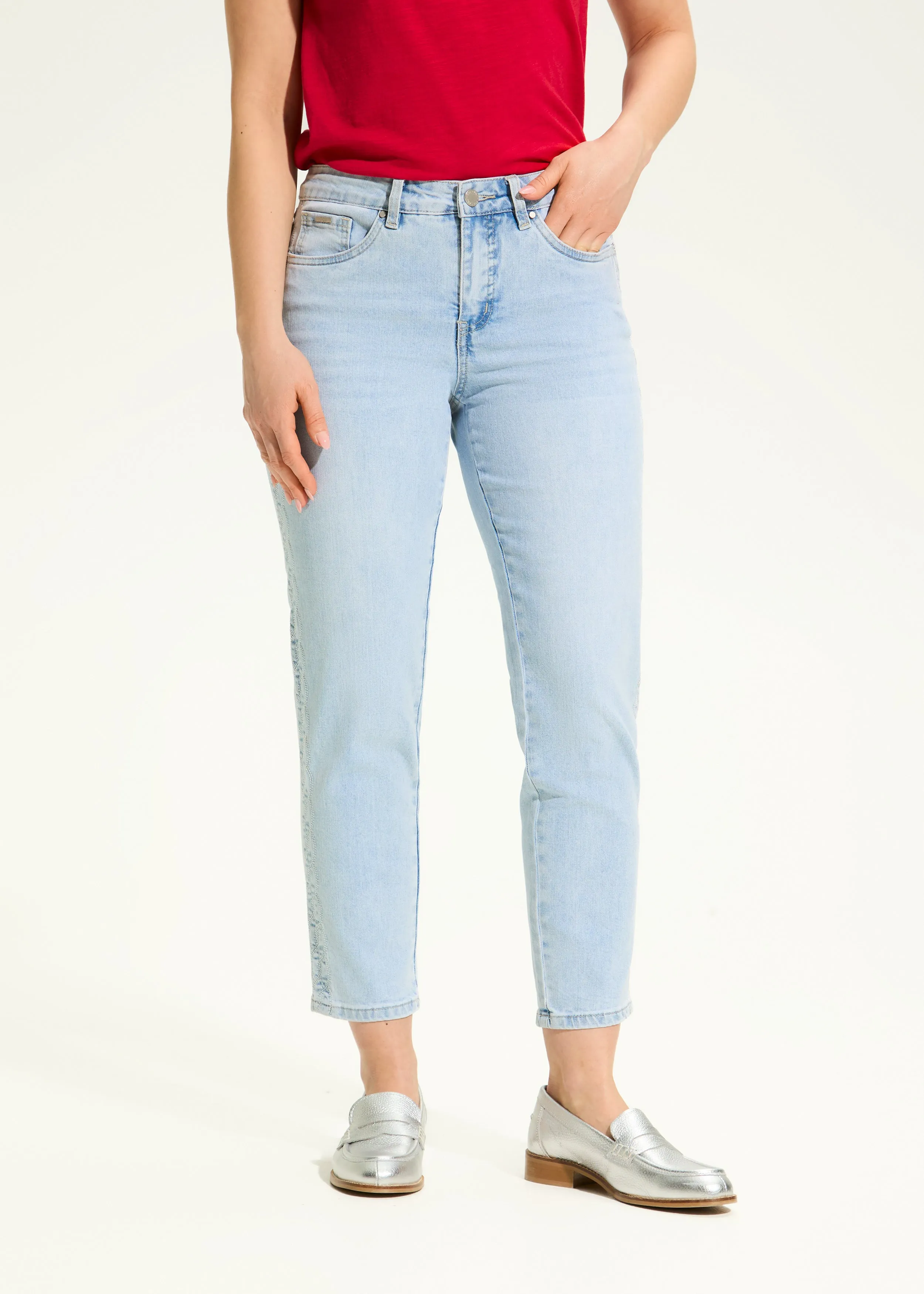 Olivia Pencil Crop Denim, Pale Wash
