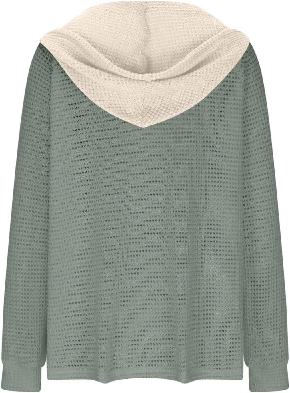 Oversized Hoodies for Women Soft V Neck Waffle Knit Hooded Sweatshirt Lightweight Fall Long Sleeve Pullover Sweaters