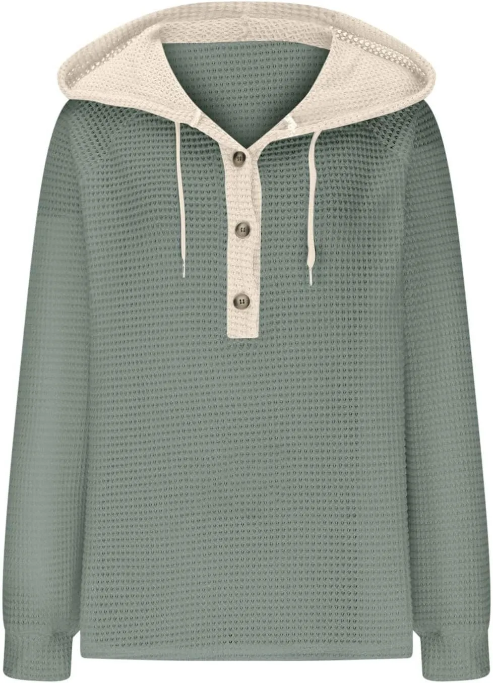Oversized Hoodies for Women Soft V Neck Waffle Knit Hooded Sweatshirt Lightweight Fall Long Sleeve Pullover Sweaters